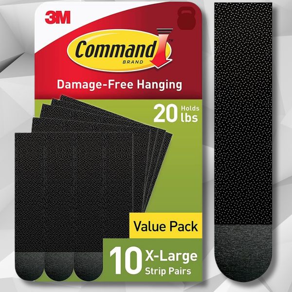 Command 20 lb X-Large Picture Hanging Strips, 10 Pairs Black Command Strips Heav