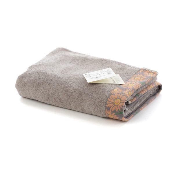 Heartwell Imabari Towel FIORE Fiore Bath Towel, Floral Pattern, Gray (GERBERA)