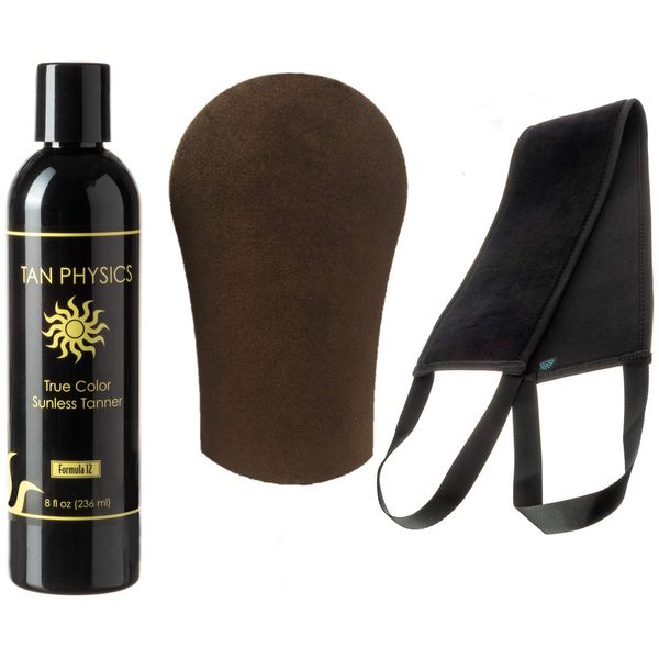 Tan Physics True Color Tanner 8 oz w/Tanning Mitt and Back Applicator by Sans-Sun