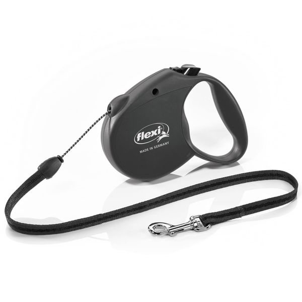 Flexi Basic Standard Cord Black Small 5m Retractable Dog Leash/Lead for dogs up to 12kgs/26lbs