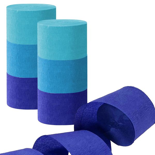 Capesaro Blue Crepe Paper Streamers - 6 Rolls Party Streamers for Baby Shower Boy Birthday Various Festival Party Decorations