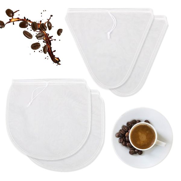 4Pcs Nut Milk Bag Reusable Nylon Mesh Cheese Cloth, Drawstring Filter Bag for Straining Almond/Soy Milk/Milk/Coffee/Juice/Wine(12''x12'')