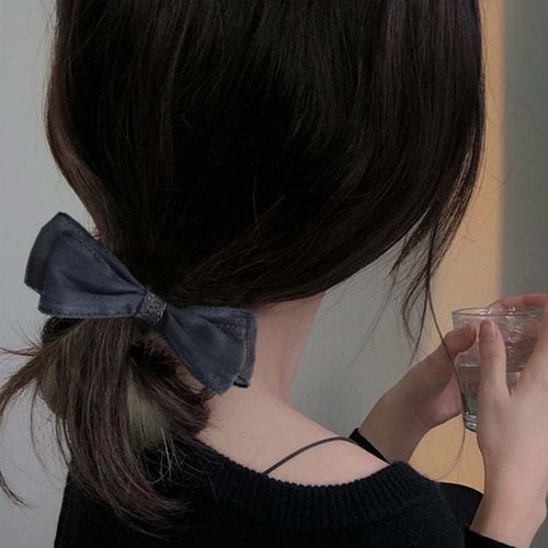 Yheakne Vintage Tulle Bow Hair Clip Black Tulle Tail Hair Bow Headdress French Hair Tie Bow Hair Clip Headpiece Hair Accessories for Women and Girls (Tulle Black)
