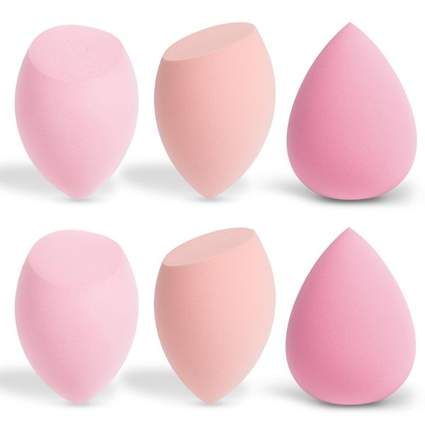 AiQInu 6pz Spugnette Trucco, Beauty Blender Make Up, Spugnetta Fondotinta, Spugnetta Trucco Make Up, Spugna Fondotinta per Miscelare Liquido Fondontinta Crema e Polvere