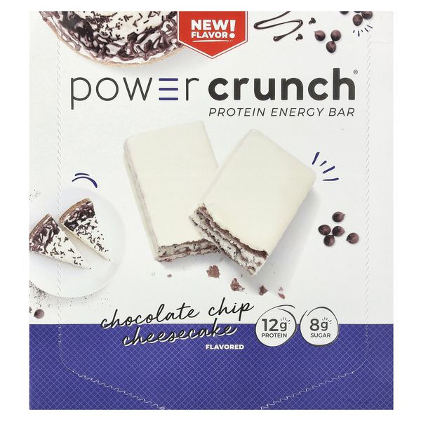 Power Crunch Protein Energy Bar, Chocolate Chip Cheesecake, 12 Bars, 1.4 oz (40