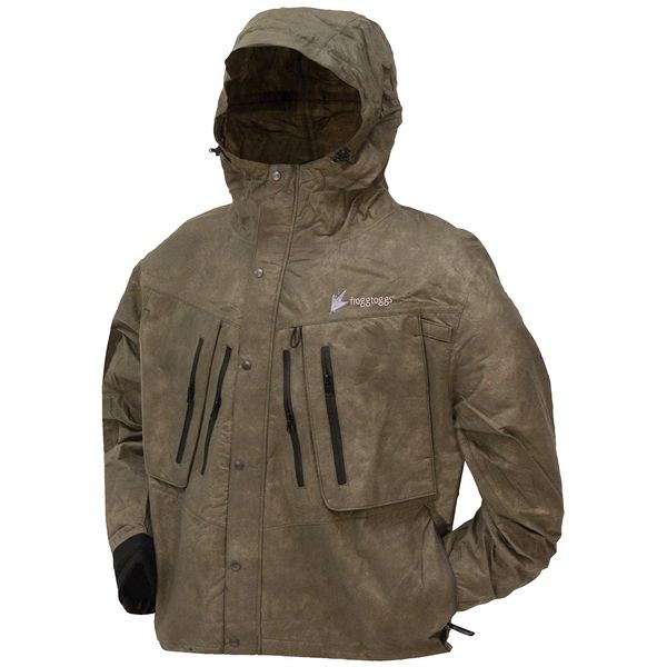 Frogg Toggs Men's Tekk Toad Breathable Waterproof Rain/Wading Jacket, Stone, Medium