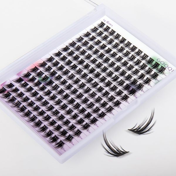 GAQQI Einzelne Wimpern 168pcs Cluster Lashes C Curl 12mm Diy Wimpern Extensions Individuelle Wimpern FüR Augen Make-Up Diy WimpernverläNgerung(09-C 12mm)