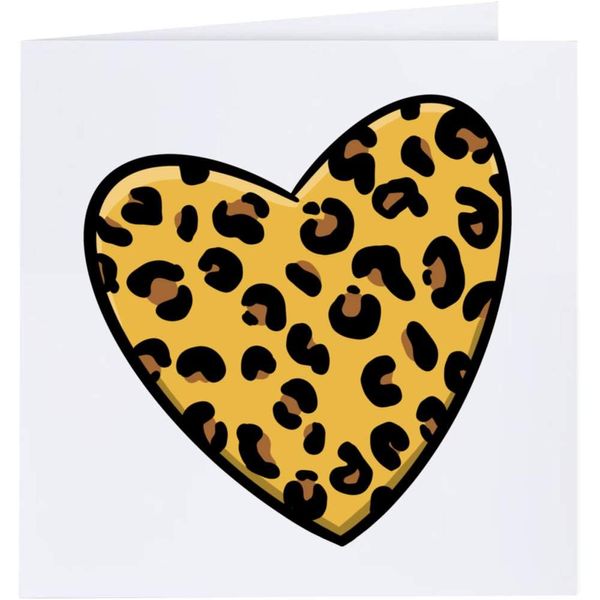 'Leopard Print Heart' Blank Greeting Card (GC00033506)