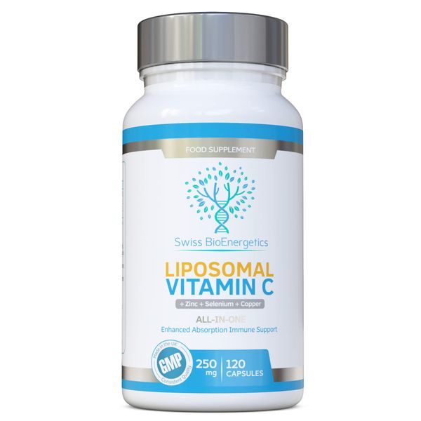 Liposomal Vitamin C Complex with Zinc, Selenium and Copper : All-in-ONE Enhanced Absorption Immune Support : 250mg, 120 Vegan Capsules (4 Month Supply) : Non-GMO, Made in UK