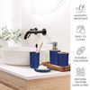 Blue Bamboo Bathroom Accessories Set 8 Piece Ensemble for Decorative Countertop