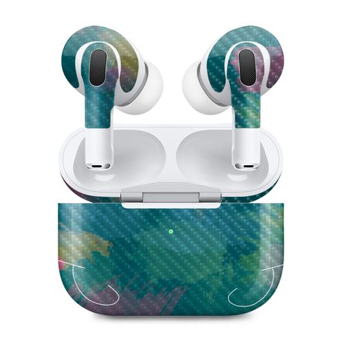 MightySkins Carbon Fiber (2 Pack) Skins Compatible with Apple AirPods Pro 2 - Watercolor Blue | Protective, Durable Textured Carbon Fiber Finish | Easy to Apply and Change Styles | Made in The USA