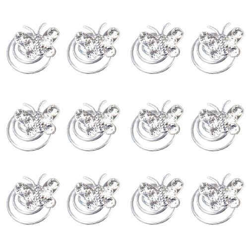 Vpang 12 Pcs Spiral Hair Pins Swirl Hair Twists Coils Hair Clips Wedding Bridal Rhinestone Pearl Metal Spiral Twist Hairpins Hair Accessories (Type 6)