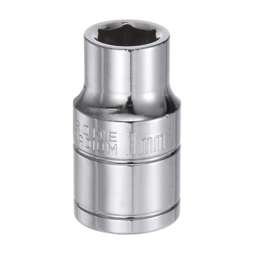 HARFINGTON 6-Point Socket 1/2" Drive 11mm Metric 1.5" Length 45# Steel Shallow Sockets Mirror Polishing Chrome Sockets for Car Repair Mechanical Maintenance Home Use