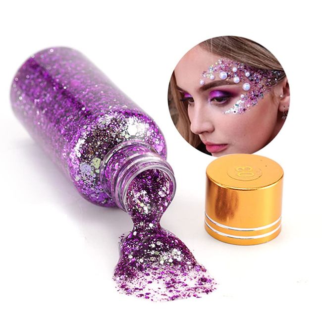 GL-Turelifes Deniz Kızı Tıknaz Glitter Jel Bukalemun Glitter Vücut Jeli Festivali Glitter Kozmetik Yüz Vücut Saç Tırnaklar Makyaj Ölçeği Polarize Pullu Glitter Göz Farı 30ml