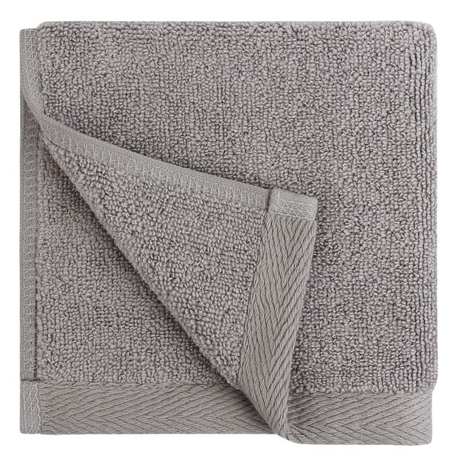 Everplush Flat Loop Quick-Dry Washcloth Towel Set, 6 Pc, Ash