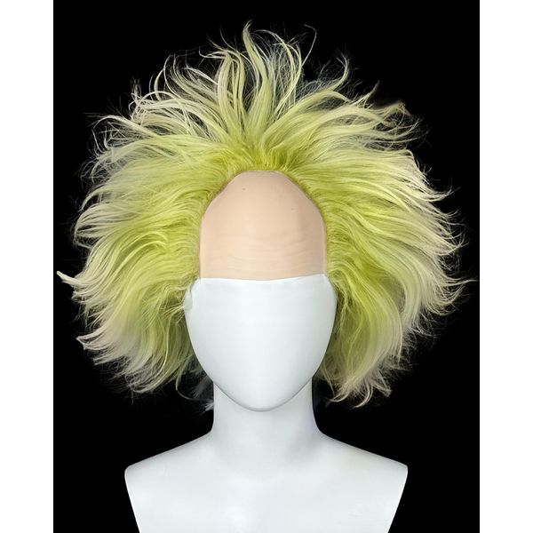 Borbilyn Green Wig with Bald Cap Clown Short Curly Afro Wig Green Ombre Wavy Wig Party Cosplay Costume Wigs Halloween Men Women (Green Wig)