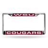Rico Industries Washington State Cougars Red Chrome Laser License Frame 12" x 6" Laser Cut Chrome Frame - Car/Truck/SUV Automobile Accessory