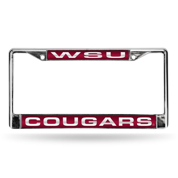 Rico Industries Washington State Cougars Red Chrome Laser License Frame 12" x 6" Laser Cut Chrome Frame - Car/Truck/SUV Automobile Accessory