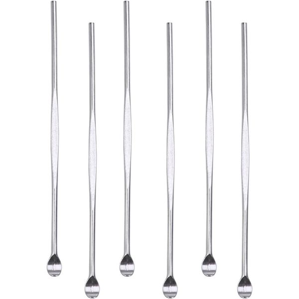6Pcs Stainless Steel Ear Pick Metal Ear Spoon Ear Cleaner Tool Earwax Removal Ki
