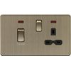 Knightsbridge 45A DP switch and 13A switched socket with neons - Antique Brass