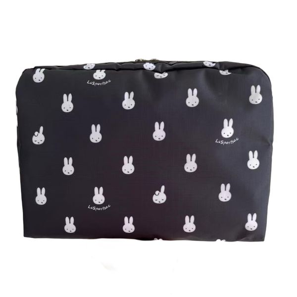 Snoopy Moomin Peter Rabbit Miffy Pouch, Square Pouch, Travel Pouch, Convenient to Carry, Cosmetic Pouch, Cosmetic Pouch, Storage, Large Capacity, Practical, Cute, Fashionable, Miffy Black