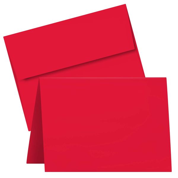 Blank Red A7 (5" x 7") Cards with Envelopes – Great for Customized and Personalized Holiday, Christmas, Xmas and New Year Greetings, Party Invitations, Thank You Cards and Announcements – 25 SETS