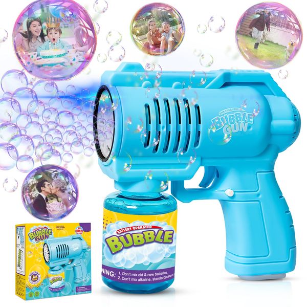 Panacare Seifenblasenpistole, Seifenblasenmaschine Gun Kinder 4000+ Blasen/Minute mit 130ML Seifenblasenlösung, Blasenmaschine Blasenspielzeug Geschenk für Kinder/Geburtstag/Party, Bubble Gun