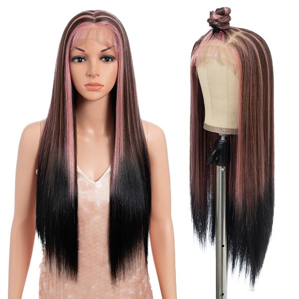 Style Icon 13x7 Lace Frontal Wig 26” Long Silky Straight Free Part Wig High Temperature Heat Resistant Synthetic Hair