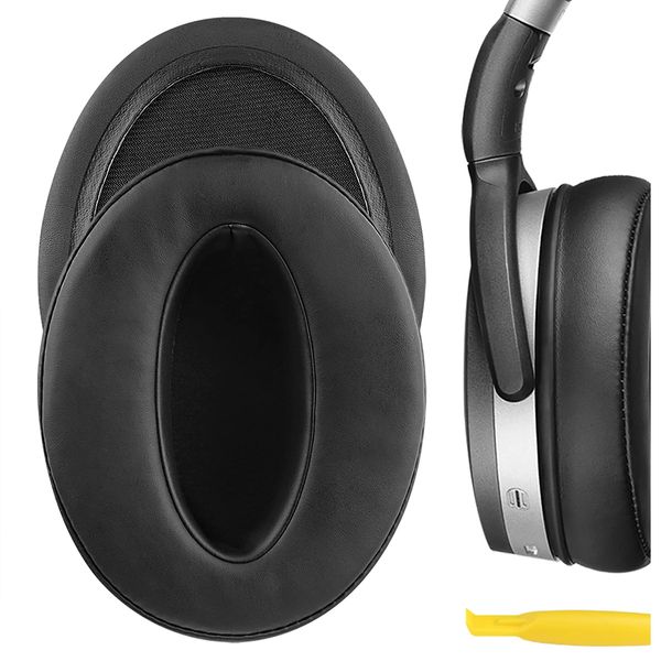 Geekria QuickFit Protein Leather Replacement Ear Pads for Sennheiser HD4.50BT, HD4.50BTNC, HD4.40BT Headphones Ear Cushions, Headset Earpads, Ear Cups Repair Parts (Black)