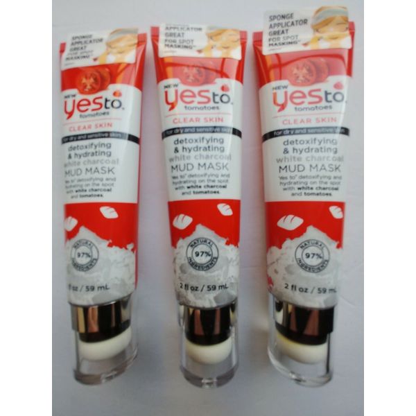 3 Yes To Tomatoes Clear Skin Detoxifying & Hydrating White Charcoal Mud Mask