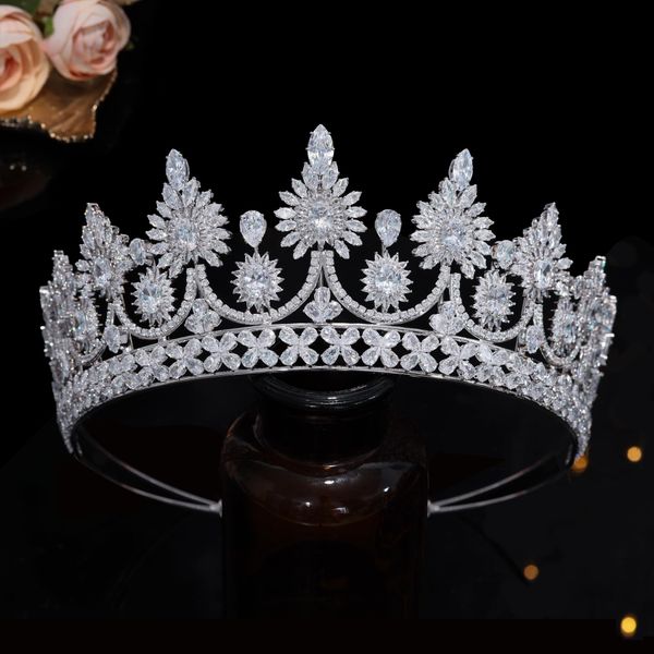 Aoligrace Luxury 5A Level Cubic Zirconia Bridal Tiaras for Wedding Quinceanera CZ Crowns Pageant Headpiece Hair Accessories