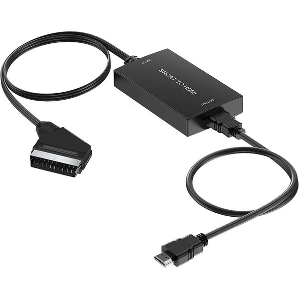 AIFHDAUF Scart auf HDMI Konverter mit HDMI Kabel, Scart Eingang HDMI Ausgang Video Audio Adapter für Sky/DVD/STB zur Anzeige auf HDTVs