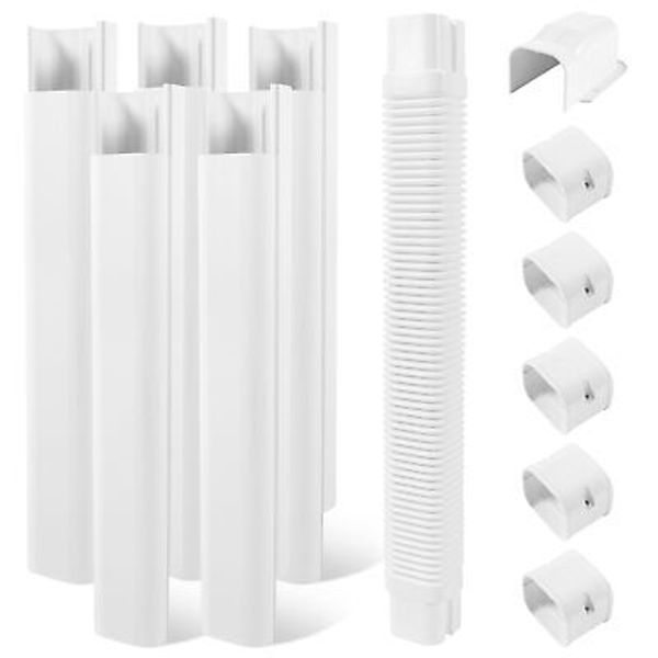 10Ft 4" PVC Mini Split Line Set Cover Kit for Air Conditioner & Heat Pump(White)