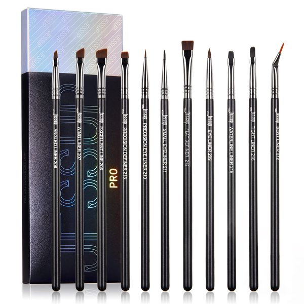 Jessup Pinselset Eyeliner Pinsel Set Professionelles Augenpinselset 11-teilig Make Up Pinsel Augenpinsel Makeup Brushes Schminkpinsel Kosmetikpinsel Präzisions-Eyeliner Definierer Schwarz/Silber T324