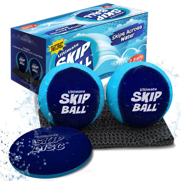 Activ Life Skip Ball, 2 Pack (Navy, Teal), Water Skipping Ball, Skip Balls for Swimming Pools, Pool Ball and Pool Toy for Kids, Easter Basket Stuffer Gift for Kids