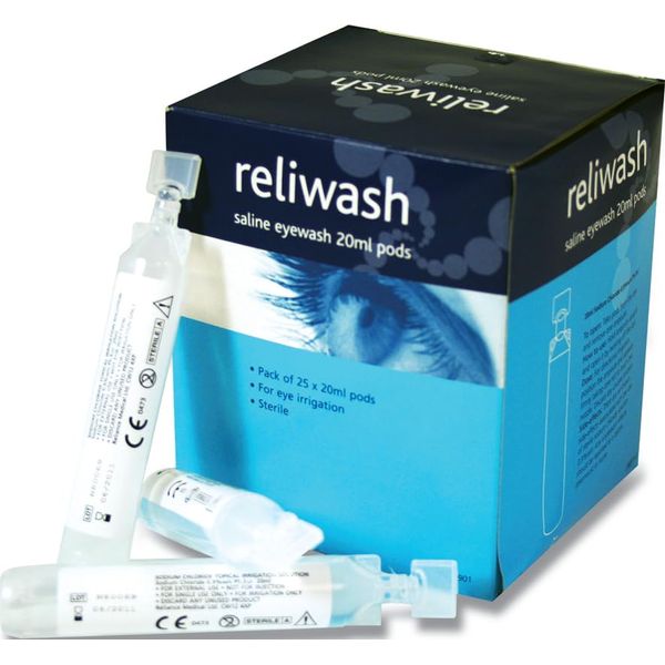 Sterile Eye Wash Single Use Pod 20ML Pack Qty 25