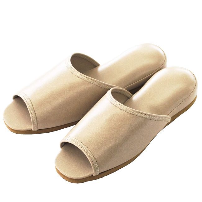 Okumura Hospitality Slippers, Wipeable Vinyl Slippers, Hanging Front, Recommended for Commercial Use, Beige, L