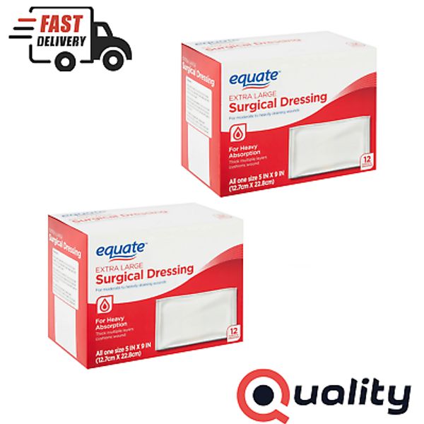 24 Ct Equate Extra Large Absorbent Surgical Dressing for Moderate to Heavy Wound