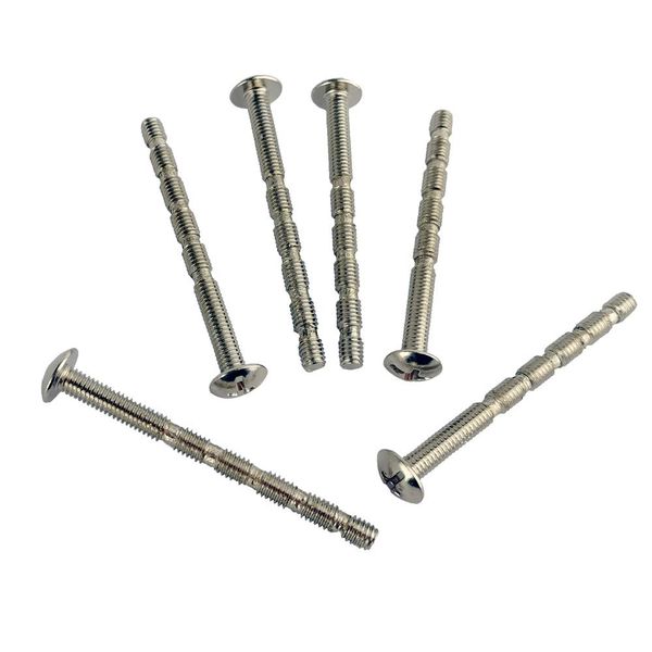 M4X49mm Adjustable Length Screws Snap Off Fixing for Kitchen Cabinet Door Drawer Knobs and Handles Nickel Color 6Pcs