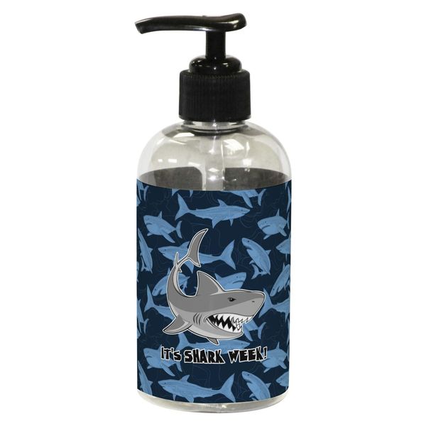 Personalized Sharks Plastic Soap/Lotion Dispenser (8 oz - Small - Black)