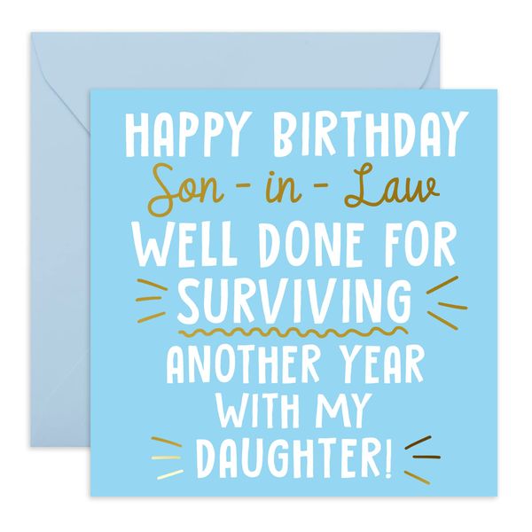 Central 23 - Funny Birthday Card for Him - 'Happy Birthday Son-In-Law' - Happy Birthday Card - Son-in-law Birthday Card - Cheeky Greeting Card for Him - Comes with Fun Stickers