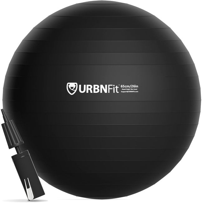 URBNFit Exercise Ball - Yoga Ball for Workout, Pilates, Pregnancy, Stability - Swiss Balance Ball w/Pump - Fitness Ball Chair for Office, Home Gym, Labor- Black, 34 in