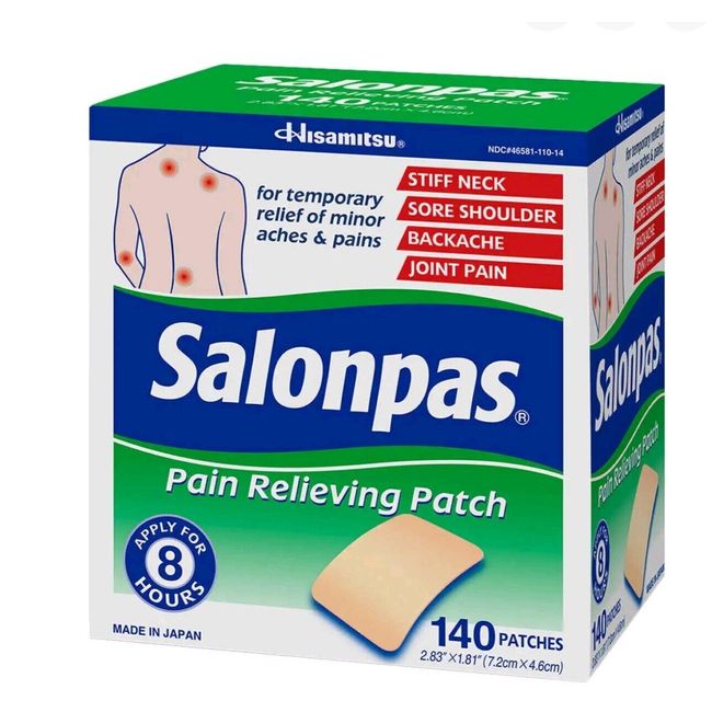 Salonpas 8-Hr Pain Relieving Patch for Minor Aches Muscles & Joints, 140 Patches