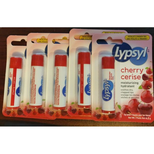 Lot of (X5) Lypsyl Cherry Moisturizing Lip Balm Sticks discontinued