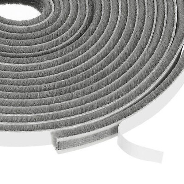 Self Adhesive Brush Seal Weather Stripping 3/16" x 3/8" x 16.4ft, Gray