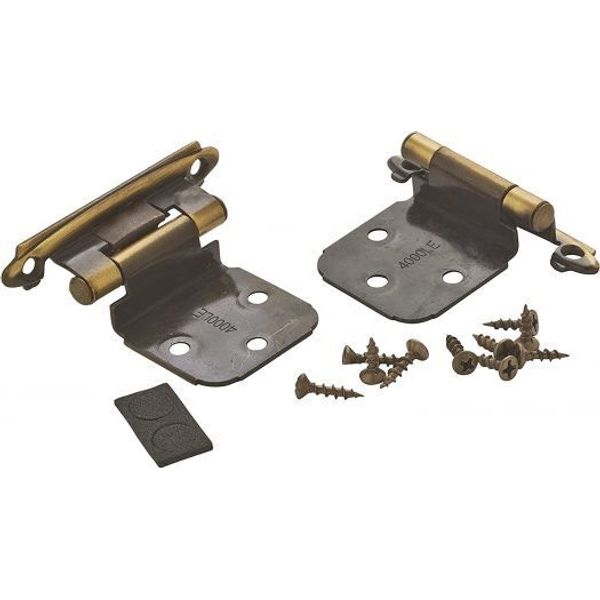 Cabinet Hinge Variable Overlay Hinge Antique Brass 2 Pack Self-Closing Face Moun