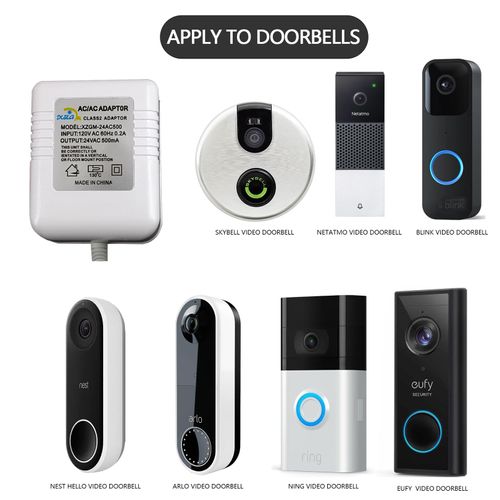 24V 500MA Doorbell Transformer, AC Adapter,16.4ft Doorbell Power Supply,Ring Doorbell Transformer for Ring Wired, for Power Cable Compatible with Ring, Nest, Wyze, and Eufy Doorbells (White)