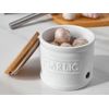 ONEMORE Garlic Keeper with Lid, Ceramic Garlic Saver 4 inch, White