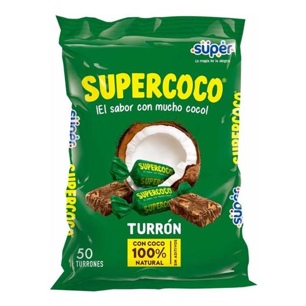 SUPER TURRON SUPERCOCO ALL NATURAL COCONUT CANDY 50 COUNT by Supercoco