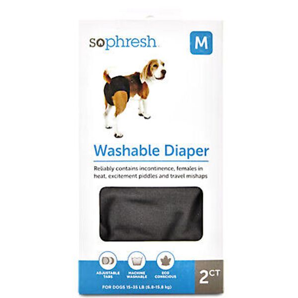 𝐇𝐔𝐆𝐄 𝐋𝐎𝐓!  SoPhresh  BLACK WASHABLE PET DIAPERS • Size: SMALL MED LARGE